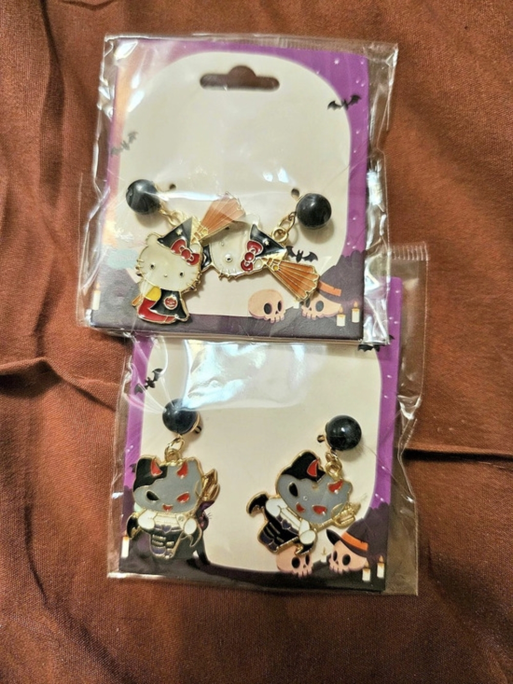 Cat Character Dangle Earrings 2-Pair Set NWT